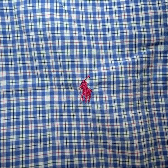 Polo Ralph Lauren Mens Medium Blue Plaid Cotton Oxford Button Down Shirt Preppy - Picture 2 of 8